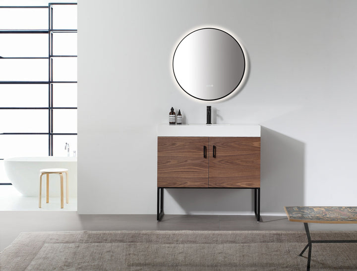 Shell 30" LED Bathroom Mirror in Matte Black, Anti-Fog