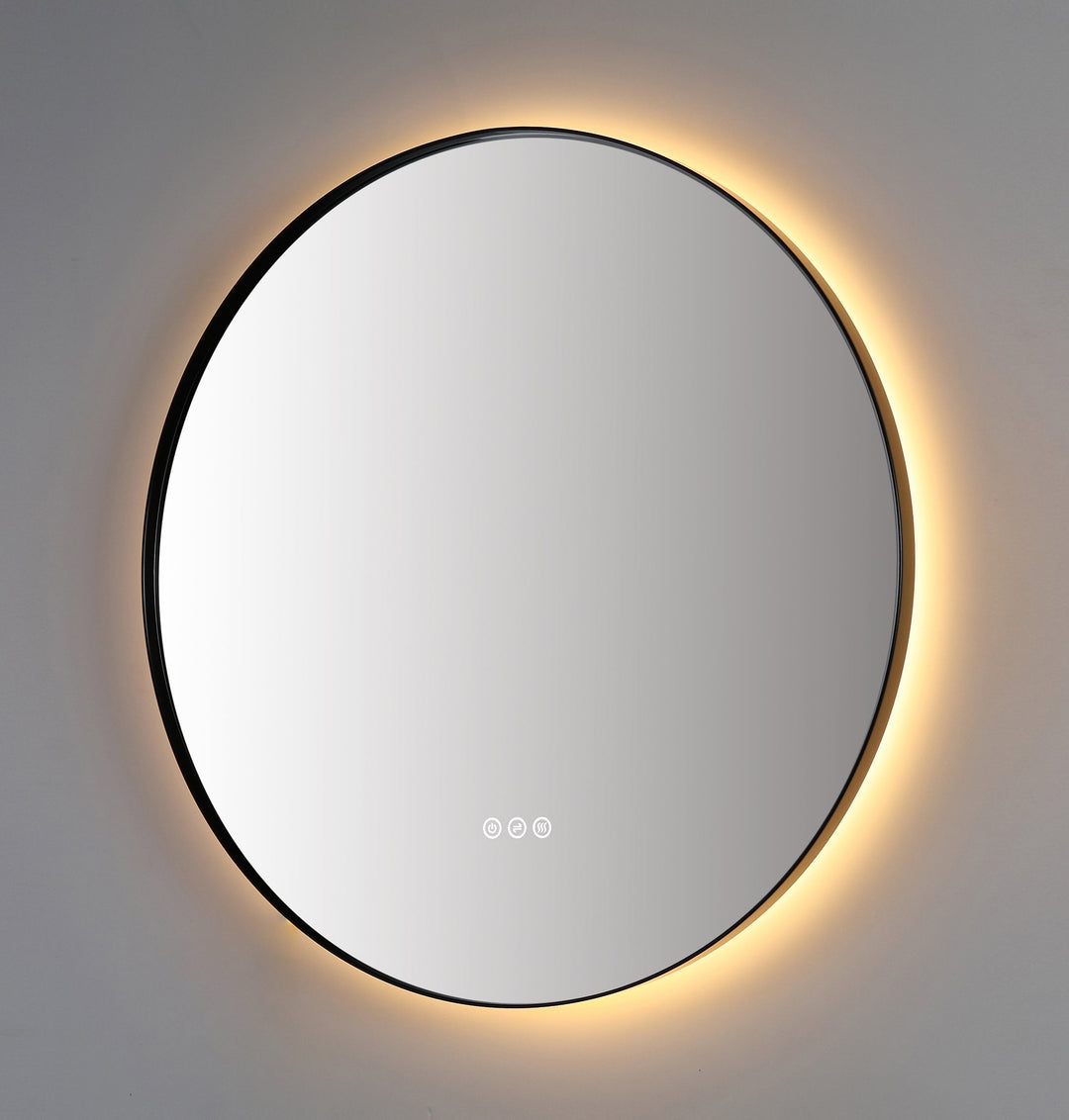 Shell 30" LED Bathroom Mirror in Matte Black, Anti-Fog