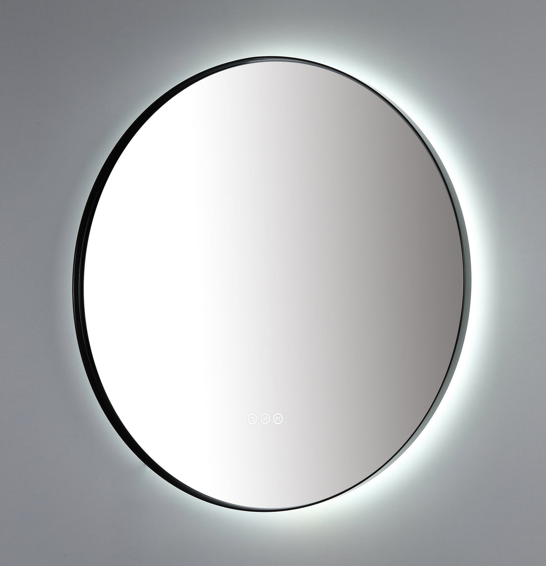 Shell 30" LED Bathroom Mirror in Matte Black, Anti-Fog