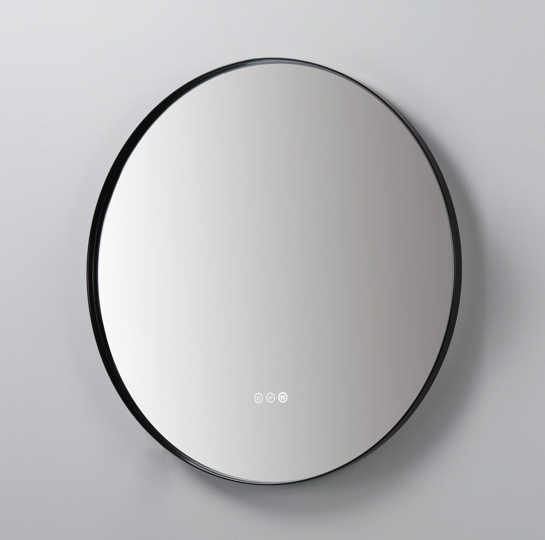 Shell 30" LED Bathroom Mirror in Matte Black, Anti-Fog