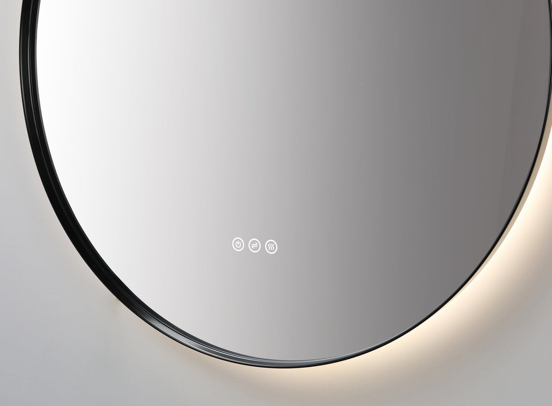 Shell 30" LED Bathroom Mirror in Matte Black, Anti-Fog