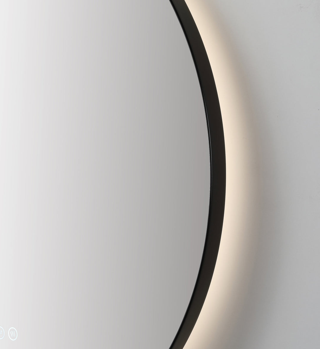 Shell 30" LED Bathroom Mirror in Matte Black, Anti-Fog