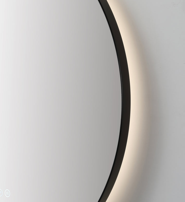 Shell 36" LED Bathroom Mirror in Matte Black, Anti-Fog