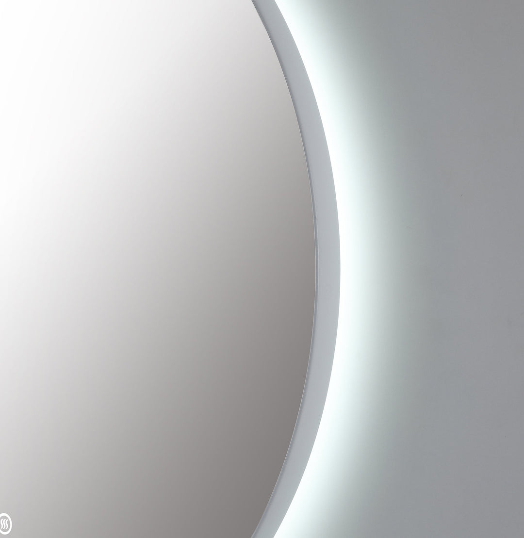 Shell 36" LED Bathroom Mirror in Matte White, Anti-Fog
