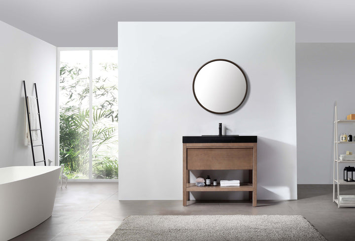 Zen 30" Bathroom Mirror in Chestnut Oak