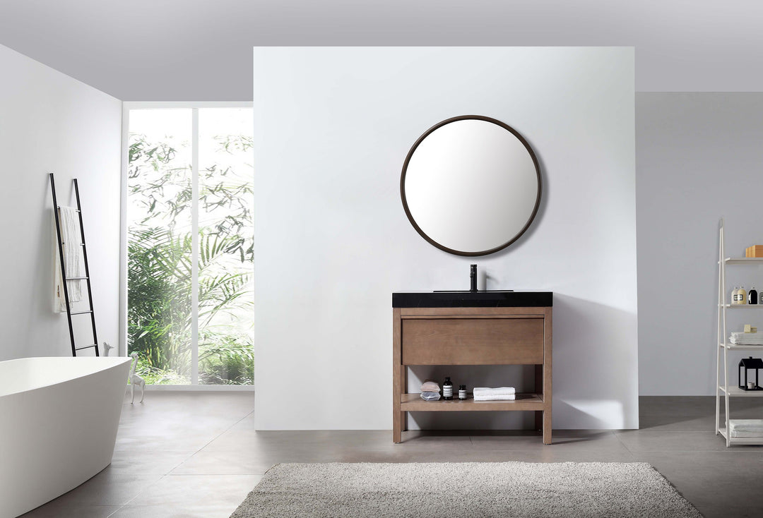 Zen 36" Bathroom Mirror in Chestnut Oak