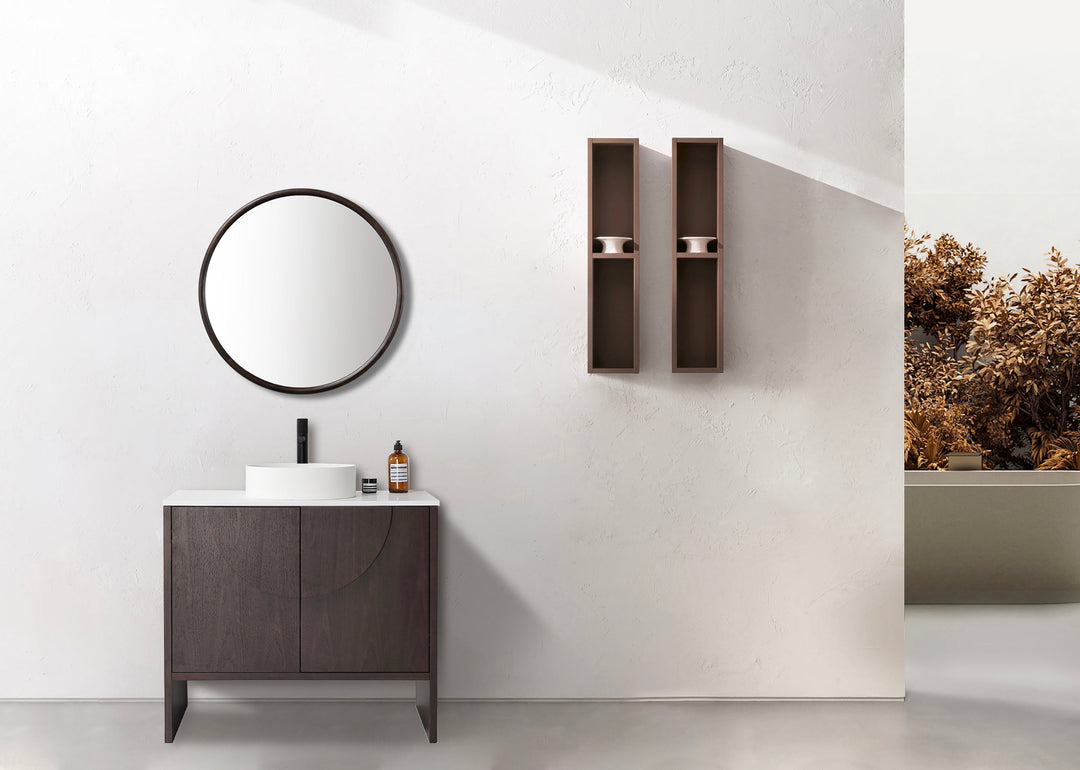 Zen 30" Bathroom Mirror in Dark Walnut
