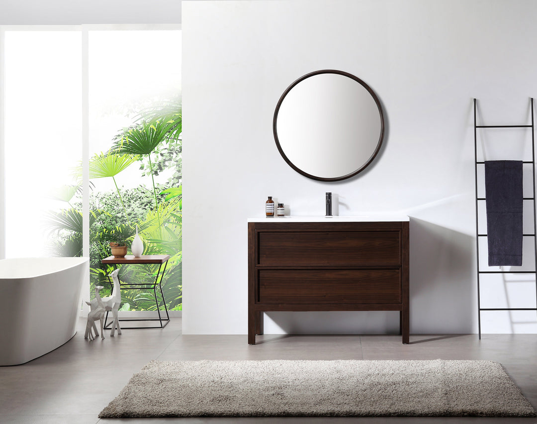 Zen 36" Bathroom Mirror in Dark Walnut