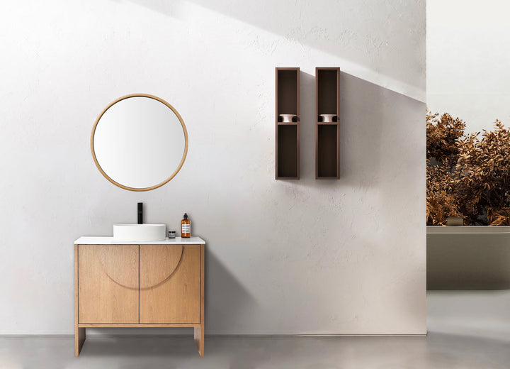 Zen 30" Bathroom Mirror in Pecan Oak