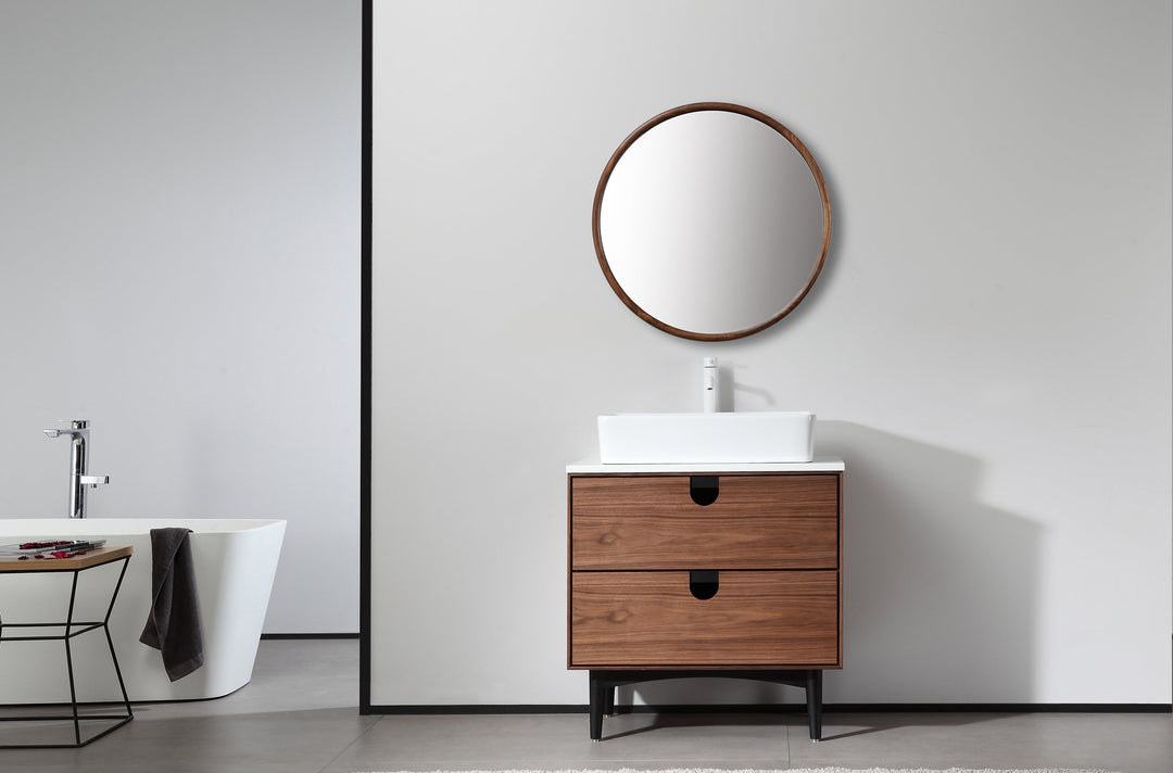Zen 30" Bathroom Mirror in Walnut