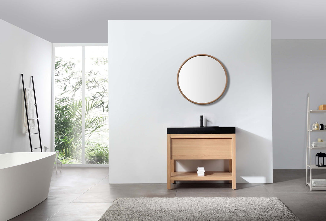 Zen 30" Bathroom Mirror in Whitewash Oak