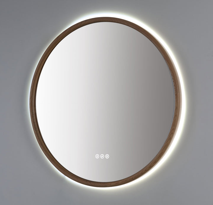 Zen 36" LED Bathroom Mirror in Whitewash Oak, Anti-Fog