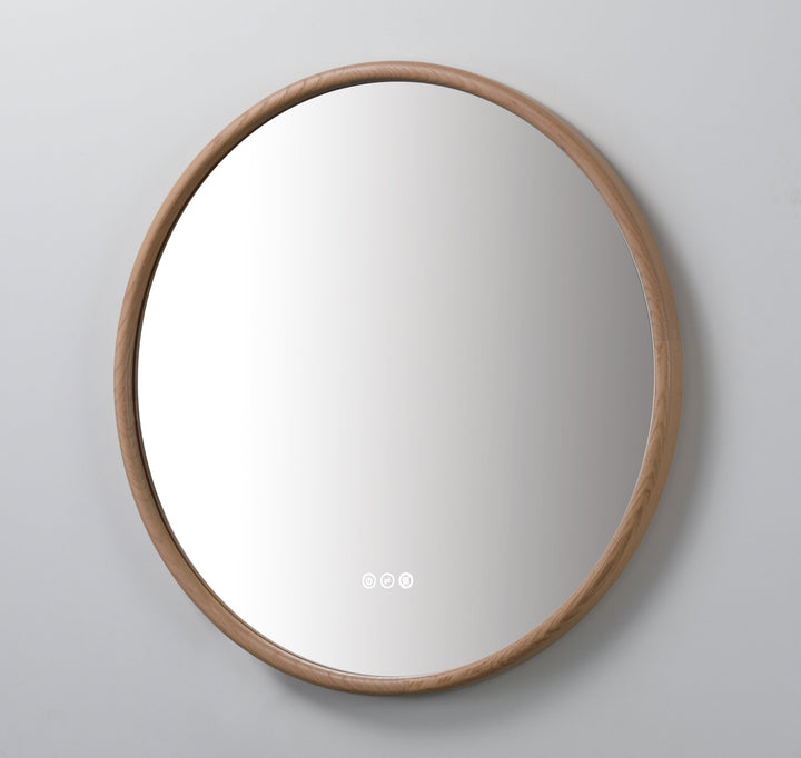 Zen 36" LED Bathroom Mirror in Whitewash Oak, Anti-Fog