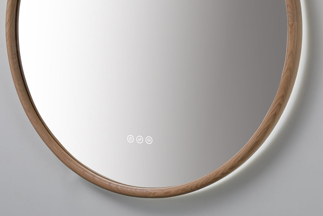 Zen 36" LED Bathroom Mirror in Whitewash Oak, Anti-Fog