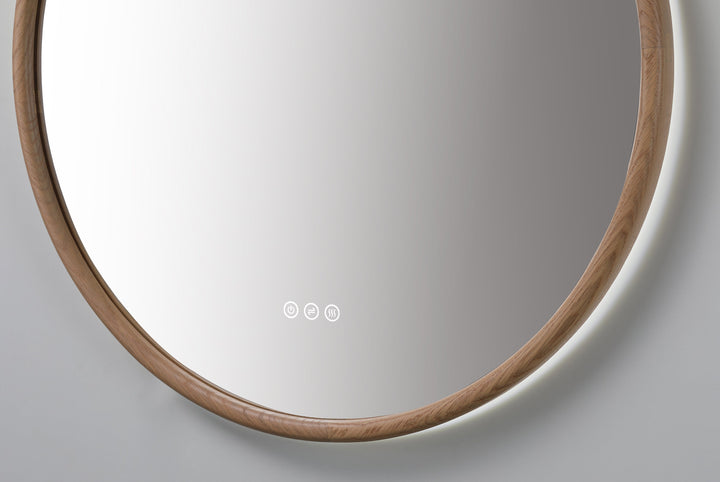 Zen 36" LED Bathroom Mirror in Whitewash Oak, Anti-Fog