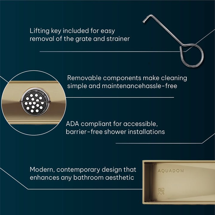 Oceanic Linear Tile-In Shower Drain in 316 Stainless Steel