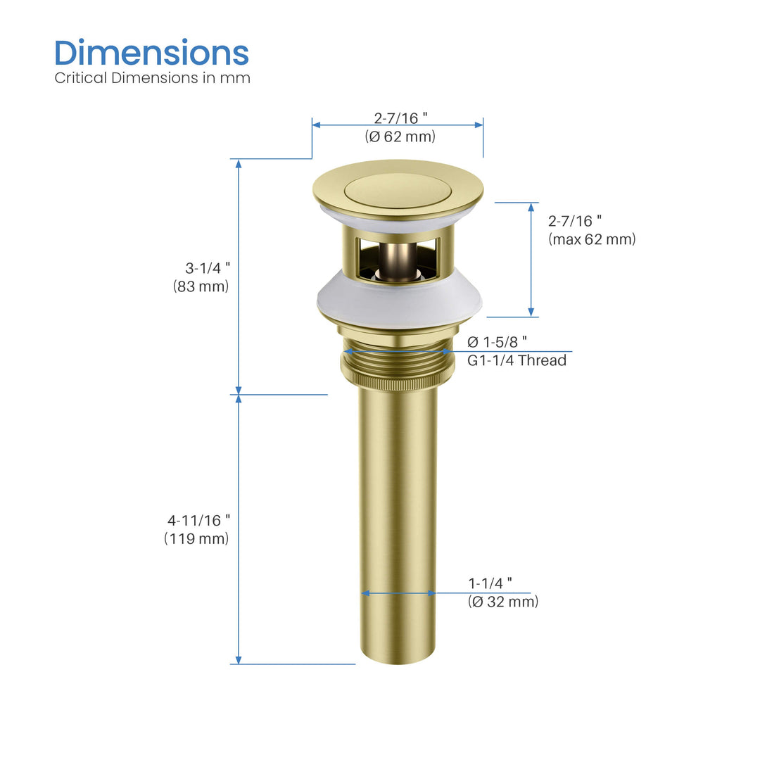 Bathroom Sink Pop-Up Drain Stopper with Overflow