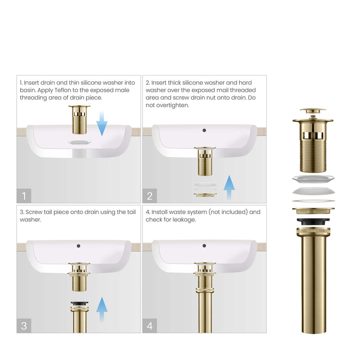 Bathroom Sink Pop-Up Drain Stopper with Overflow