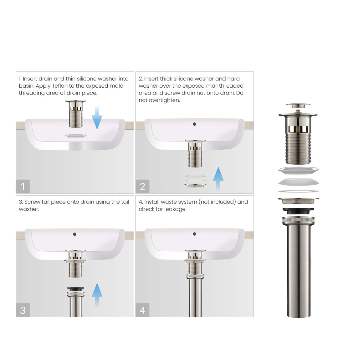 Bathroom Sink Pop-Up Drain Stopper with Overflow