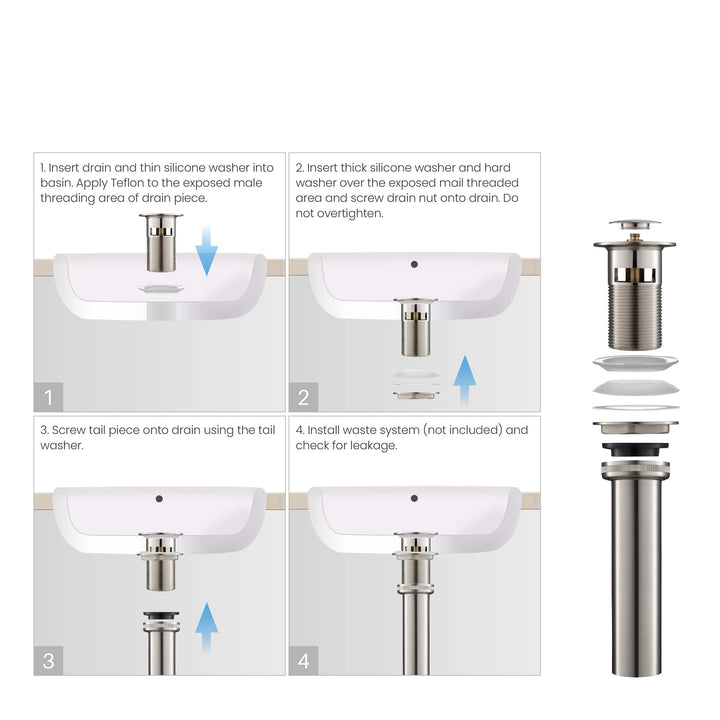 Bathroom Sink Pop-Up Drain Stopper with Overflow