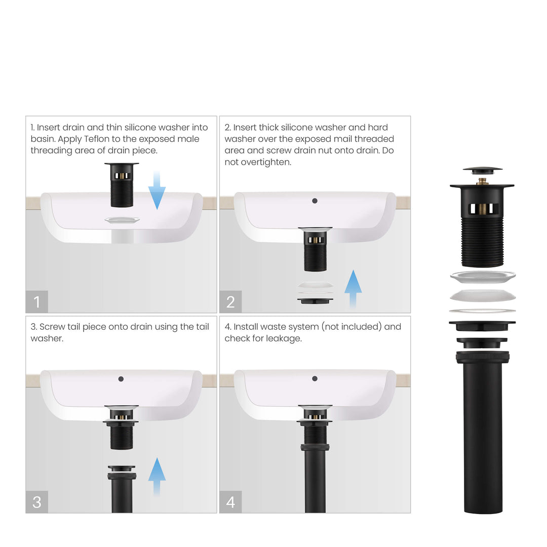 Bathroom Sink Pop-Up Drain Stopper with Overflow