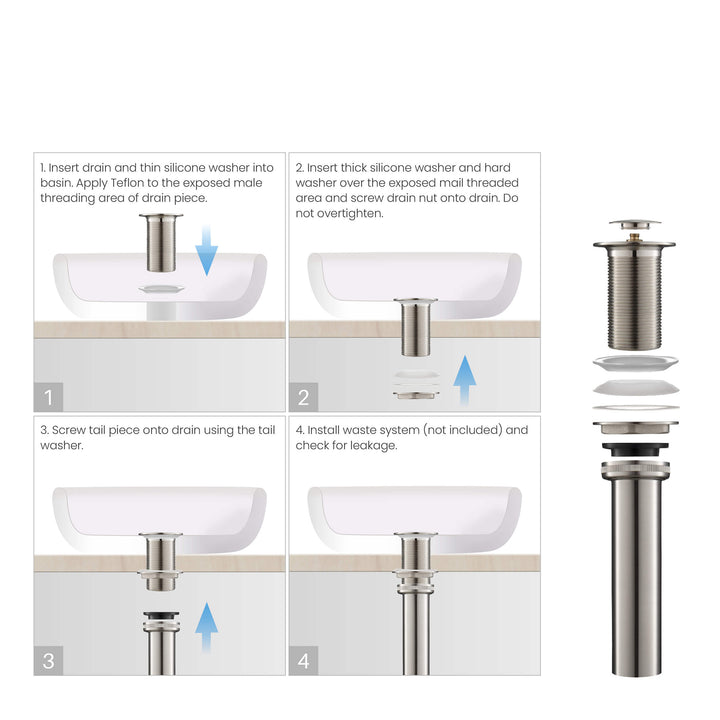 Bathroom Sink Pop-Up Drain Stopper without Overflow