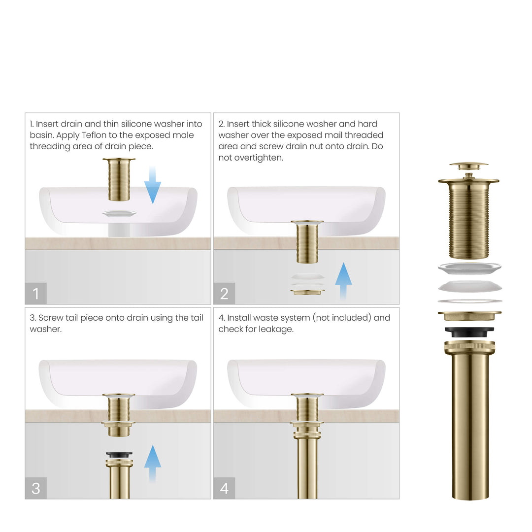 Bathroom Sink Pop-Up Drain Stopper without Overflow
