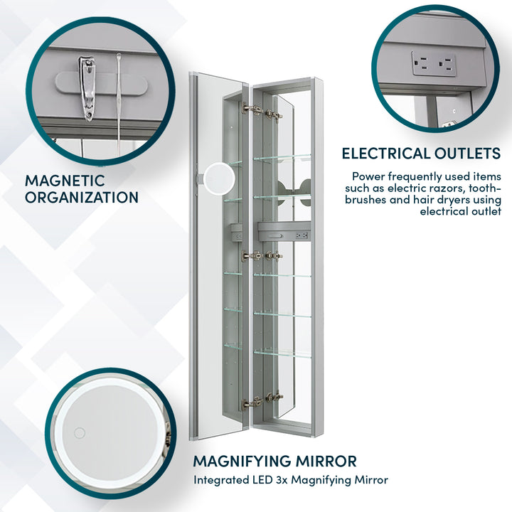 Royale 15" x 70" Left Hinge Side Tall Medicine Cabinet