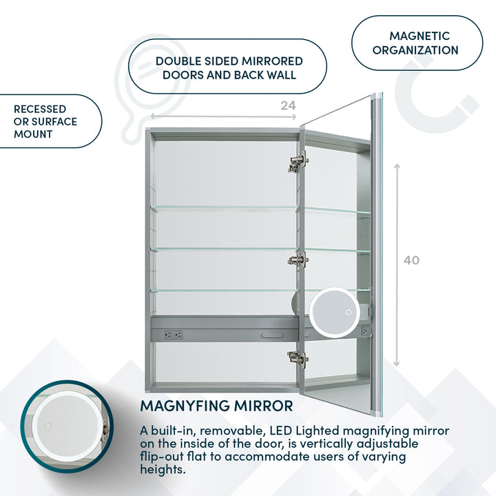 Royale 24" x 40" Right Hinge Medicine Cabinet