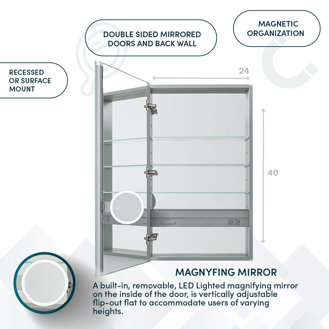 Royale 24" x 40" Left Hinge Medicine Cabinet