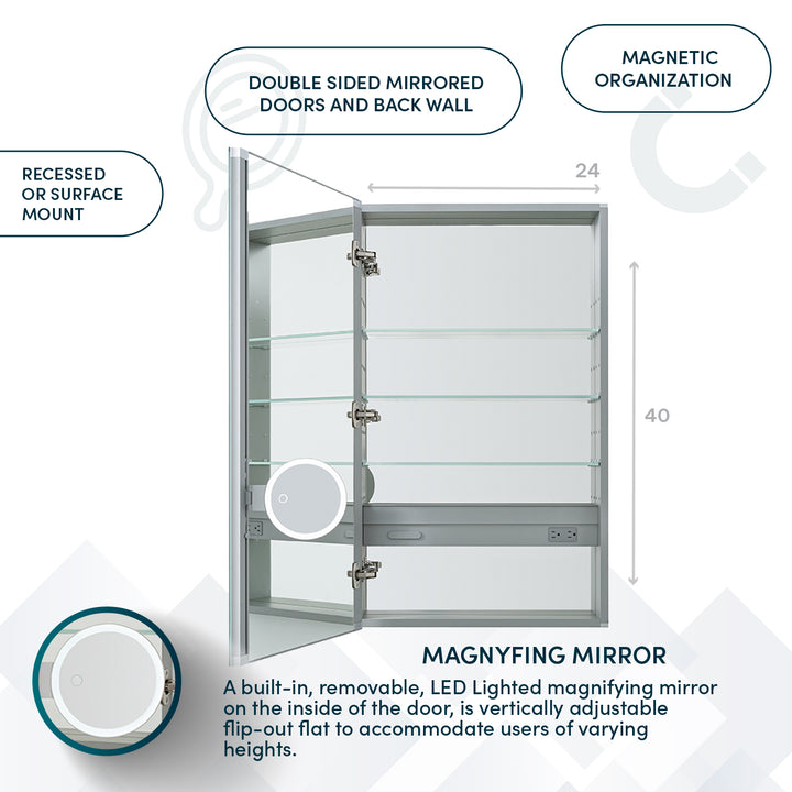 Royale 24" x 40" Left Hinge Medicine Cabinet