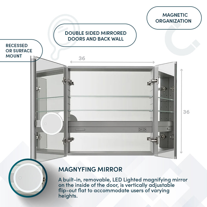 Royale 36" x 36" Double Door Medicine Cabinet