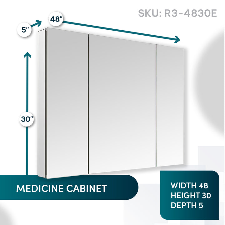 Royale 48" x 30" Triple Door LED Medicine Cabinet