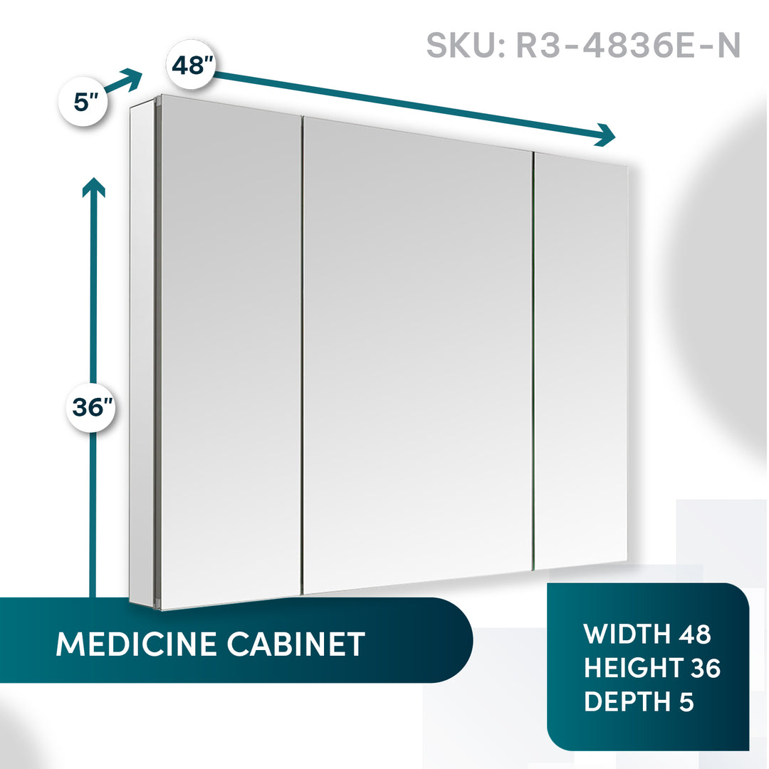 Royale 48" x 36" Triple Door LED Medicine Cabinet