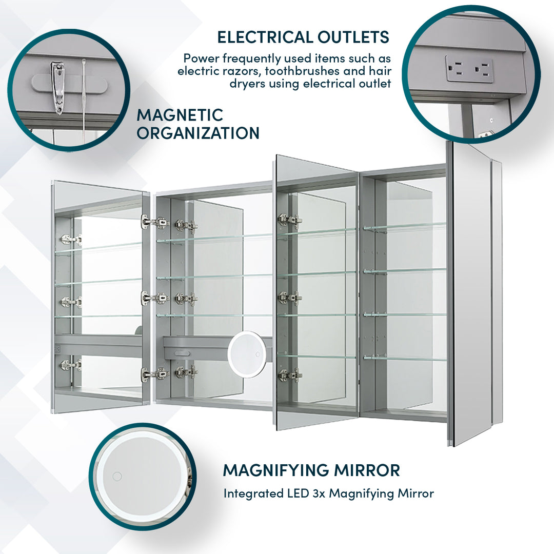 Royale 60" x 30" Triple Door LED Medicine Cabinet