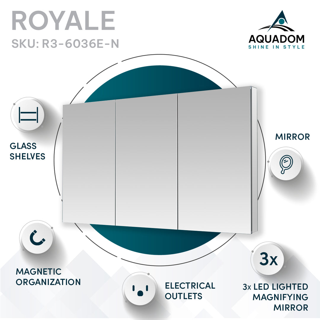 Royale 60" x 36" Triple Door LED Medicine Cabinet