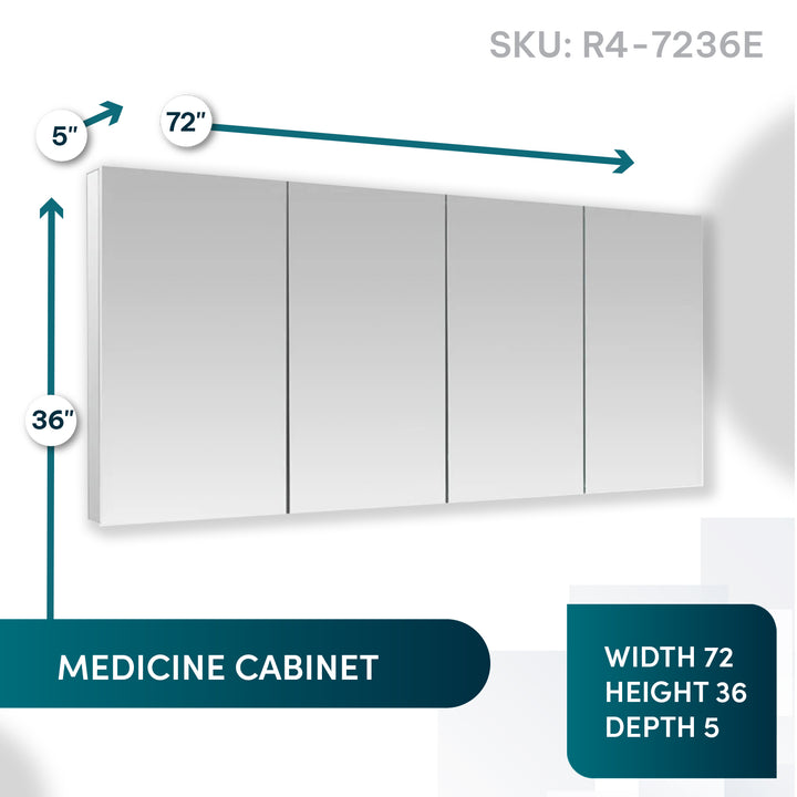 Royale 72" x 36" Four Door LED Medicine Cabinet
