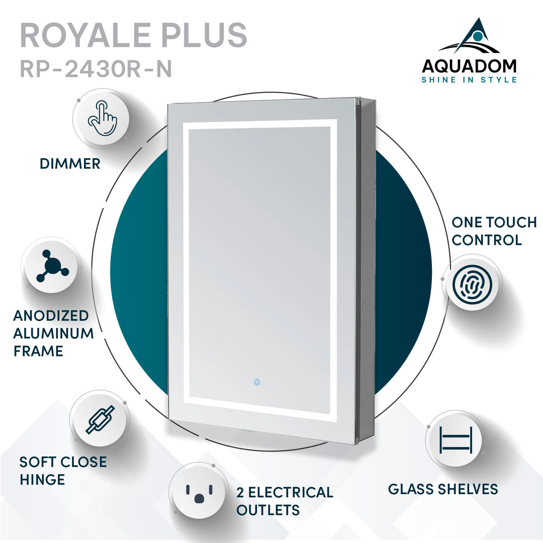Royale Plus 24" x 30" Right Hinge LED Medicine Cabinet