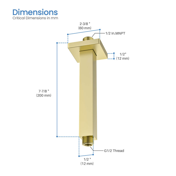 Quadra 8" Ceiling-Mounted Shower Arm