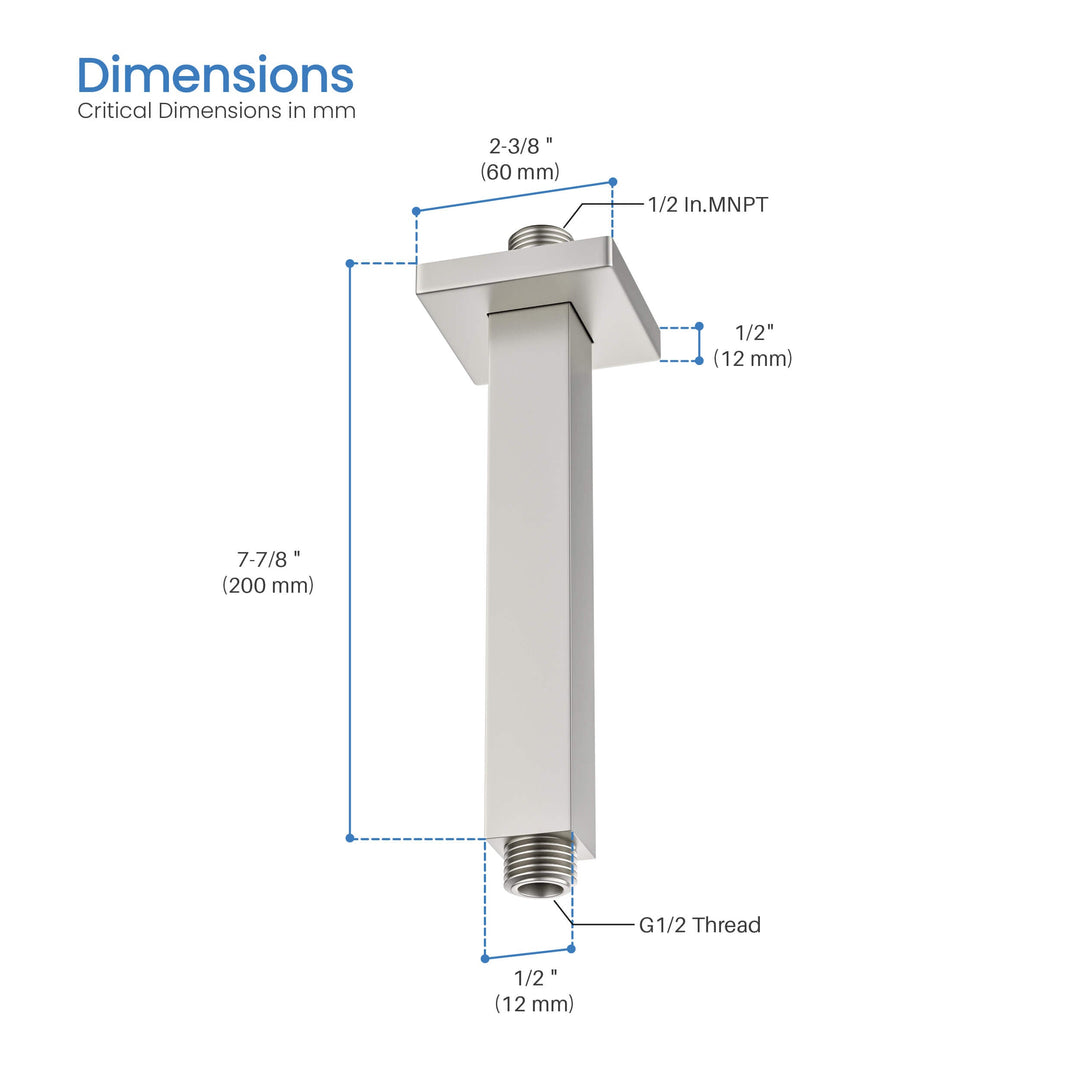 Quadra 8" Ceiling-Mounted Shower Arm