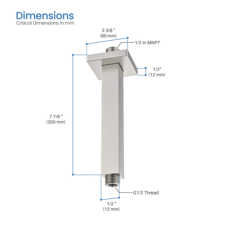 Quadra 8" Ceiling-Mounted Shower Arm