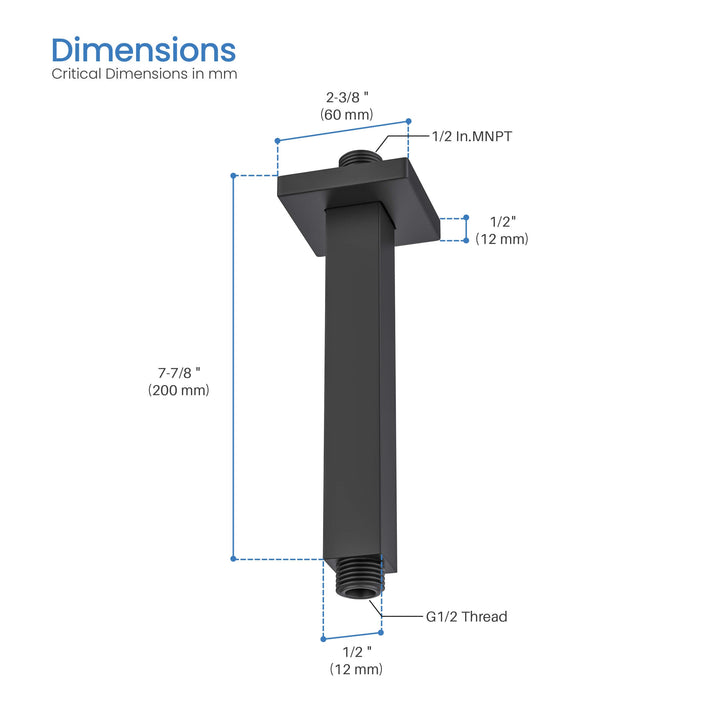 Quadra 8" Ceiling-Mounted Shower Arm