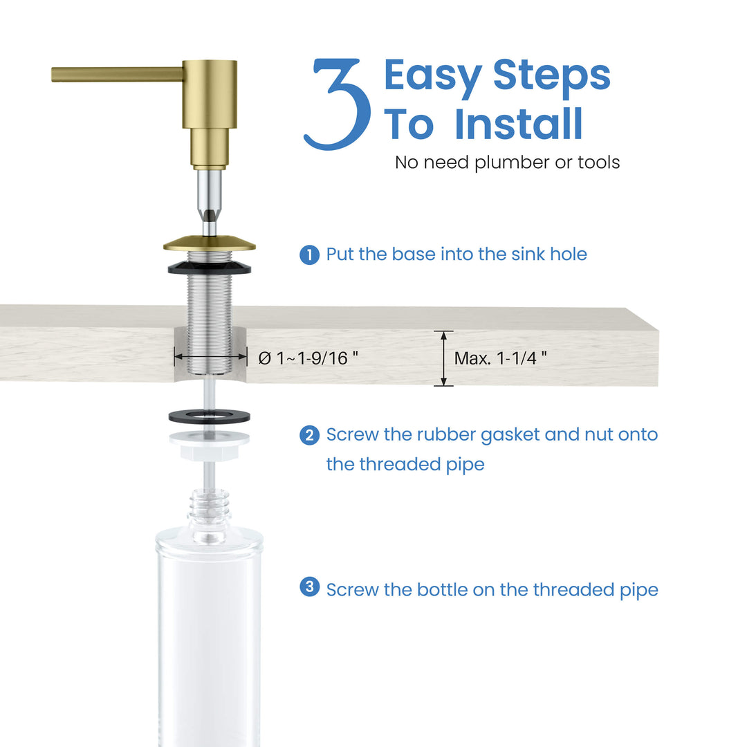 Solid Brass Kitchen Soap Dispenser