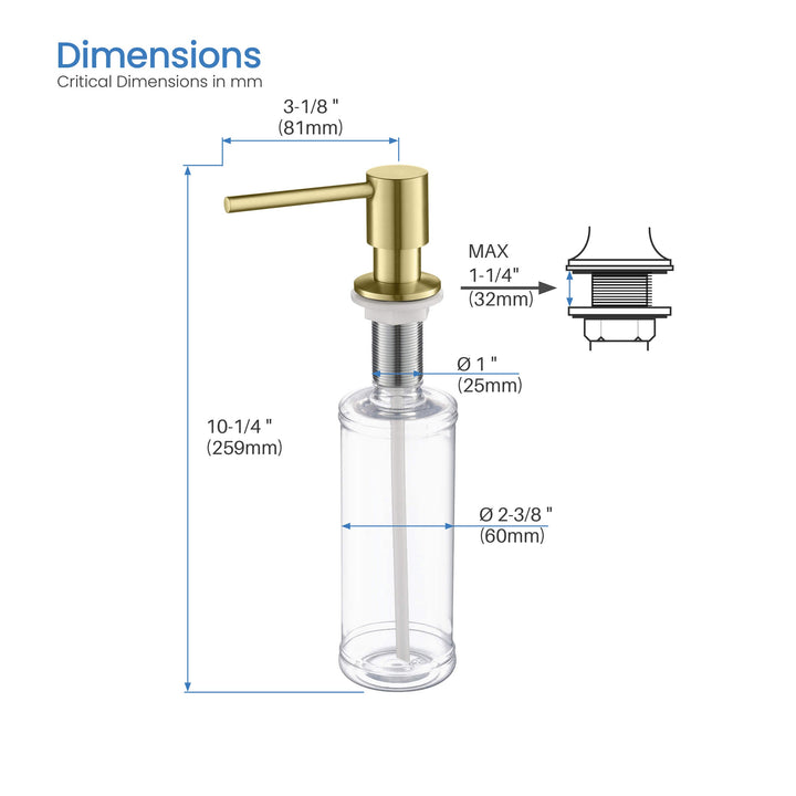 Solid Brass Kitchen Soap Dispenser