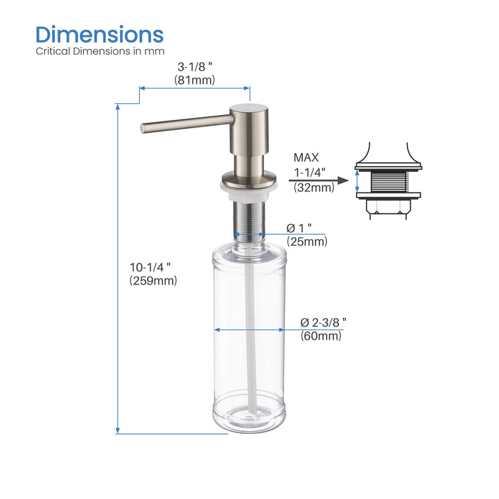 Solid Brass Kitchen Soap Dispenser
