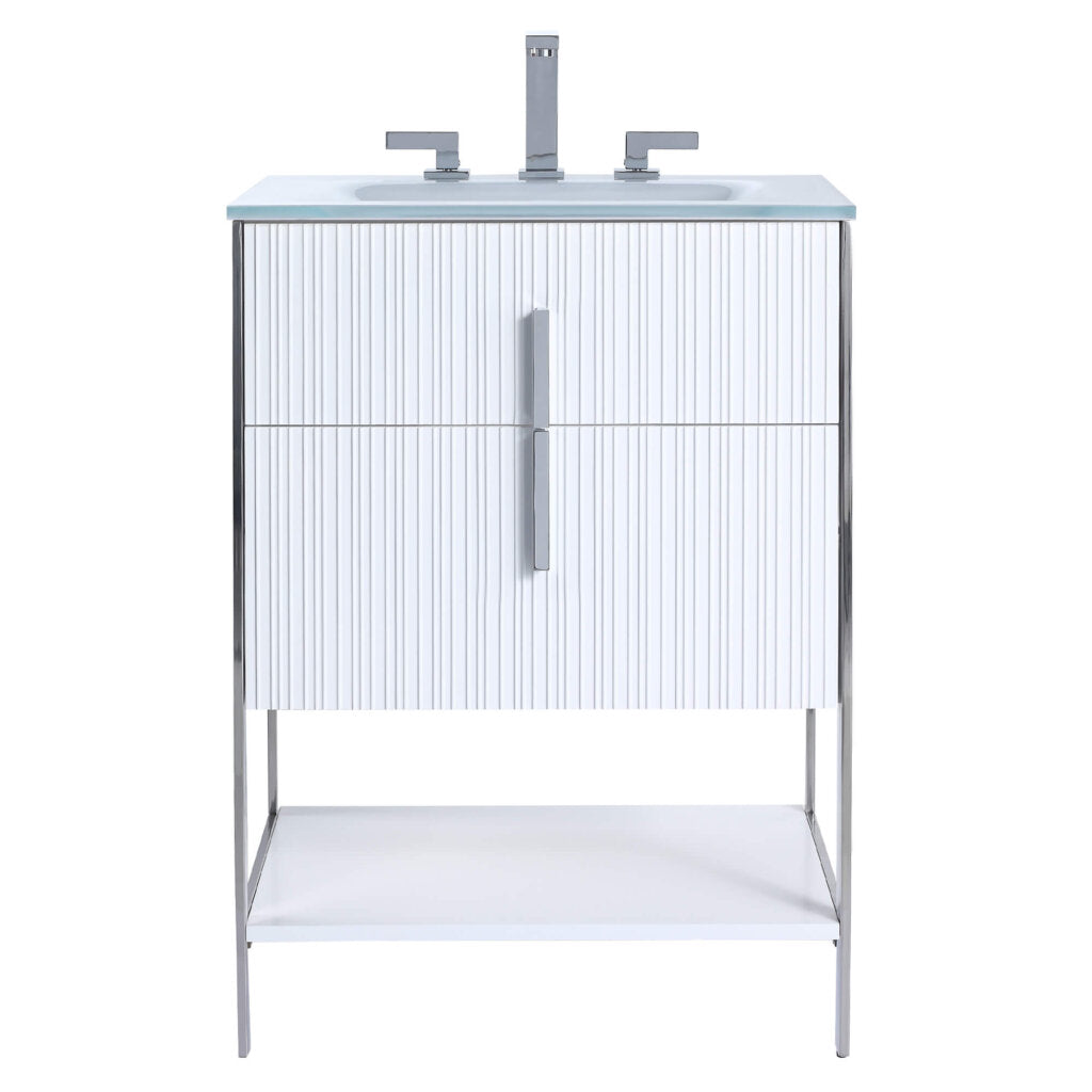 Serenity 24" vanity in matte white with chrome hardware
