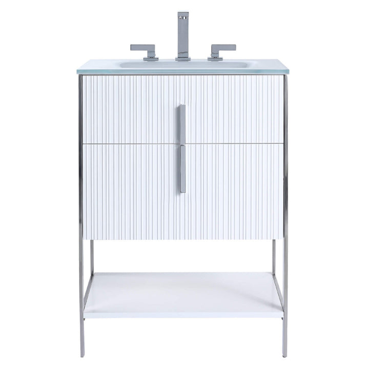 Serenity 24" vanity in matte white with chrome hardware