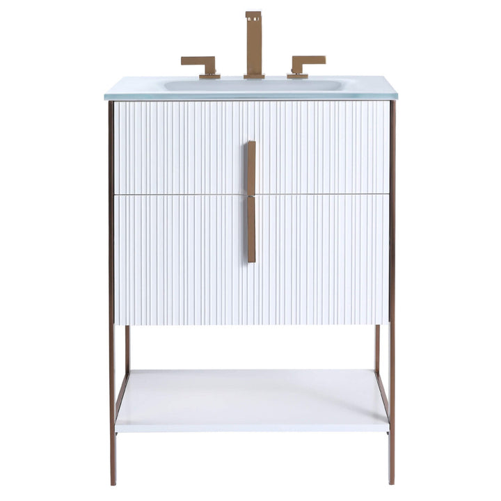 Serenity 24" vanity in matte white with rose gold hardware