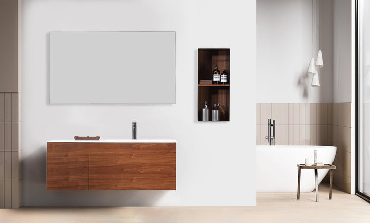 Shadow 12" Wall-Mounted Bathroom Side Cabinet in Walnut