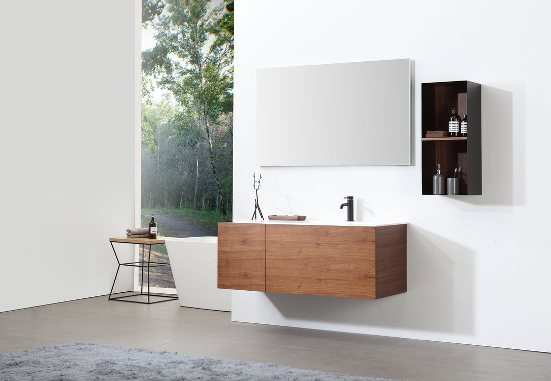 Shadow 12" Wall-Mounted Bathroom Side Cabinet in Walnut